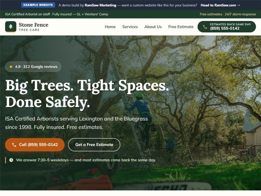 Stone Fence Tree Care — example tree service website by RamSaw Marketing